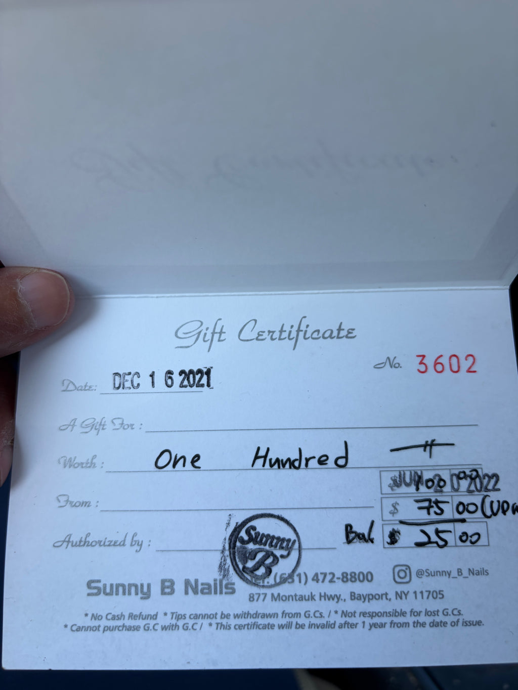 Sunny B Nails Nail Salon Gift Certificate