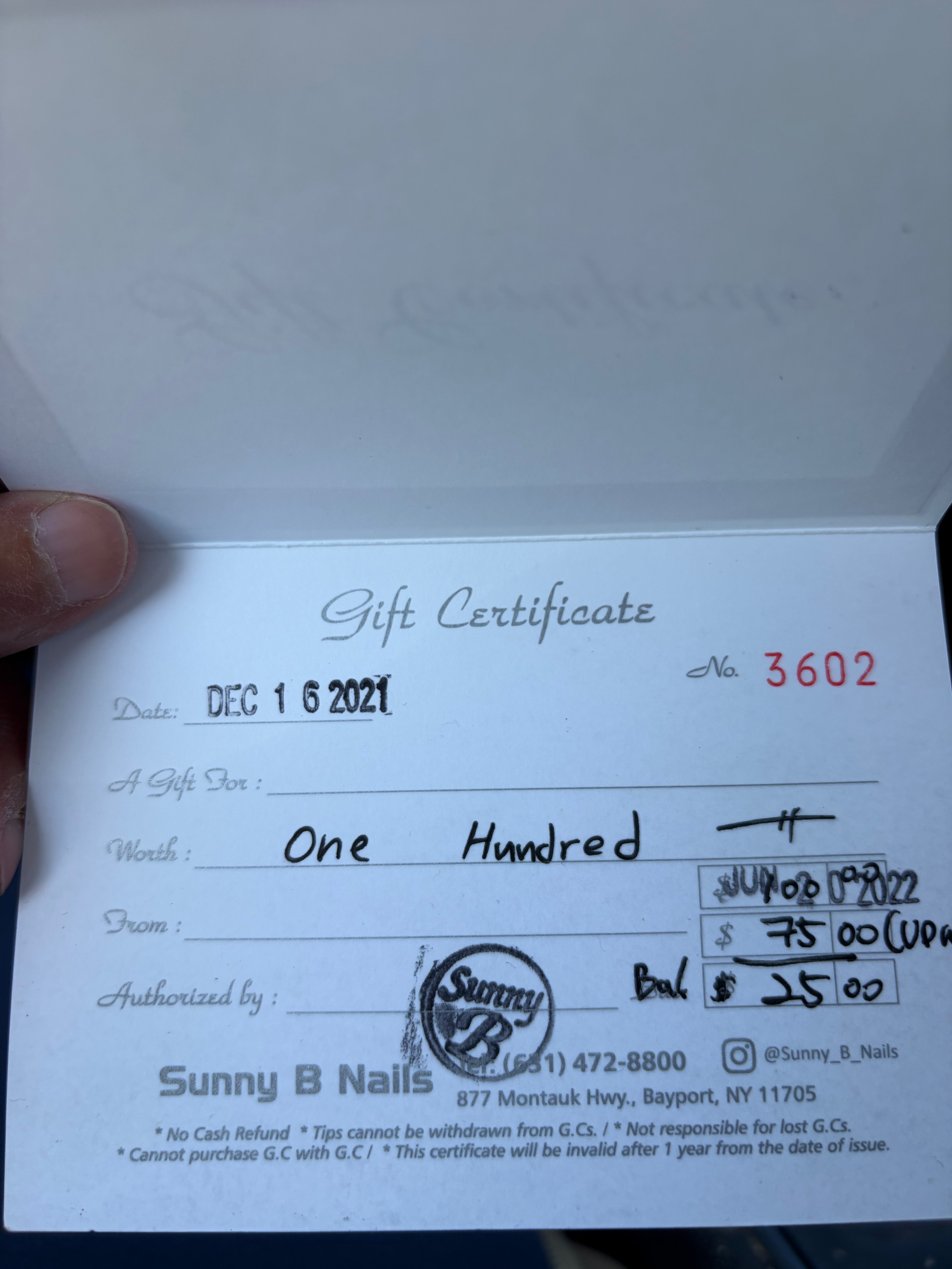 Sunny B Nails Nail Salon Gift Certificate